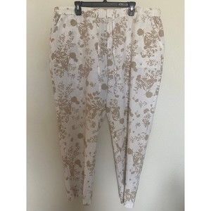 Liz Claiborne Linen & Cotton mix media casual floral pants pullon flat front 2XL